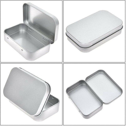 6PCS Metal Hinged Tin Box Container Blank Portable Small Storage Container Case - Aimall