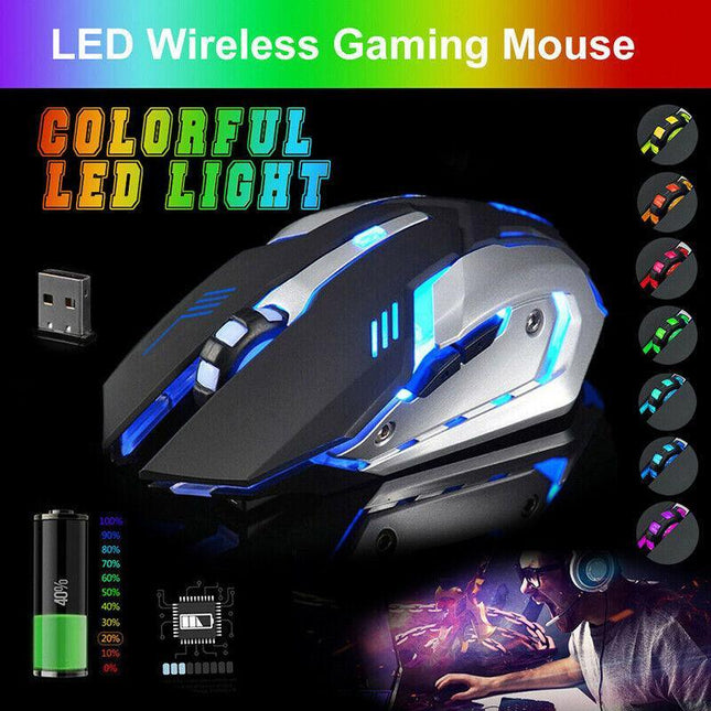 LED Wired Wireless Gaming Mouse USB Ergonomic Optical For PC Laptop Rechargeable - Aimall