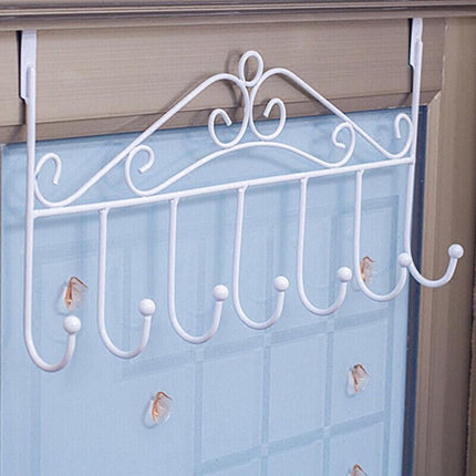 7-Hooks for Bedroom Over The Door Hanger Clothes Storage Towel Iron Hanging Rack - Aimall