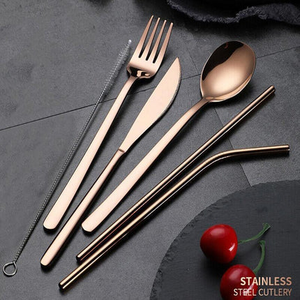 9PCS Premium Cutlery Travel (Portable) Set Stainless Steel (Knife, Fork, Spoon) - Aimall