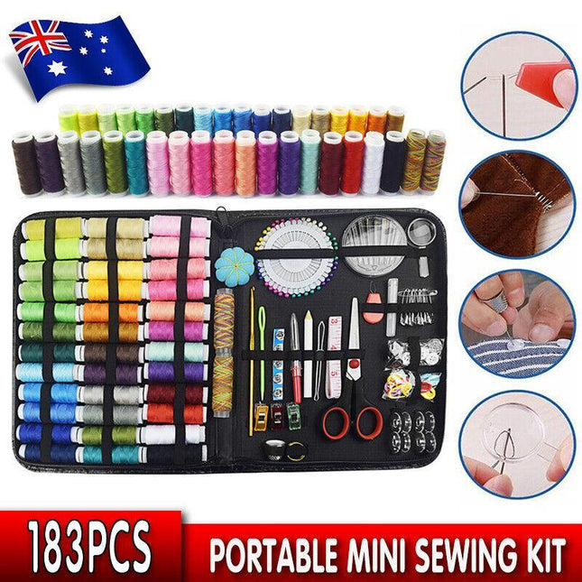 Sewing Kit 183Pcs Portable Mini Premium Travel Home Beginner Emergency AU Stock - Aimall