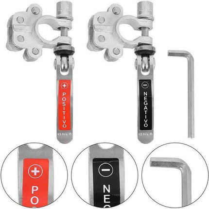 2x 12V 4Way Battery Terminals Connectors Clamp Car Van Caravan Positive Negative - Aimall