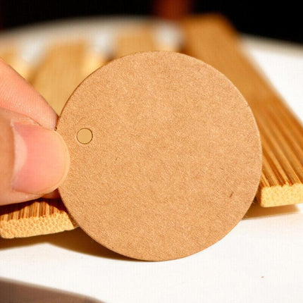 200PCS Kraft Paper Tags Round 5X5 cm Brown Card Cardboard Wedding Party Gift DIY - Aimall
