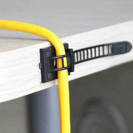 Adjustable Cable Clips Straps Adhesive Cord Management Wire Organizer Black AU - Aimall