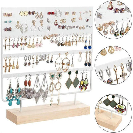 Earring Stand Display Rack 3-Tier Ear Stud Holder Jewelry Organizer 144 Holes - Aimall