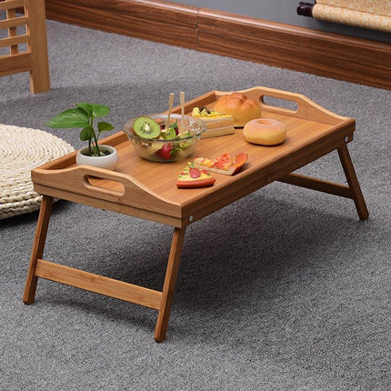 Wooden Bamboo Folding Tray BAMBOO FOLD UP LAP TRAY Tea Coffee Table Breakfast - Aimall