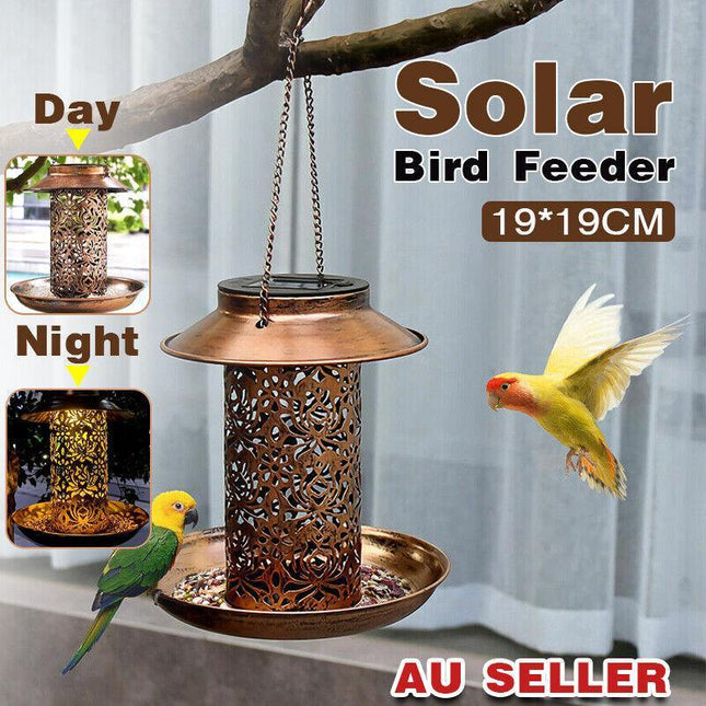 Solar Powered Bird Feeder Light Hanging Outdoor Solar Lamp Solar Garden Light - Aimall