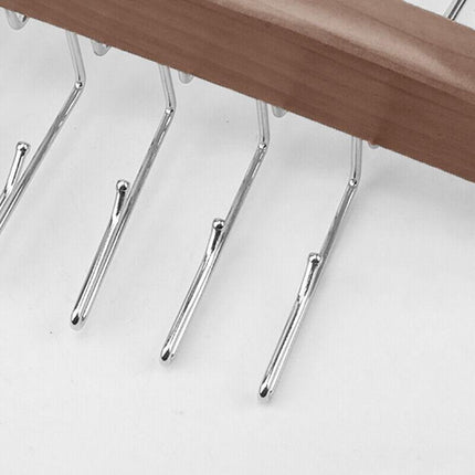 Tie Belt Scarf 24 Hooks Hanger Rack Clip Organiser Holder Storage Wood - Aimall