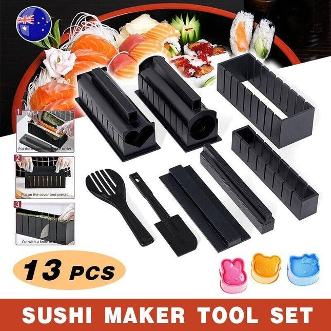 13PCS DIY Sushi Maker Making Kit Rice Roller Mold Set for Beginners Kitchen Tool - Aimall