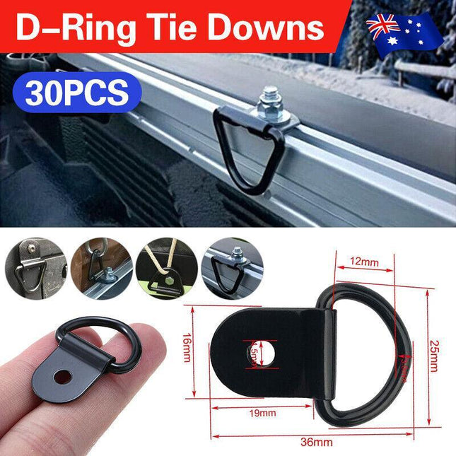 30PCS Black D-Ring Tie Down Stainless Steel Heavy Duty Anchor Point Universal AU - Aimall