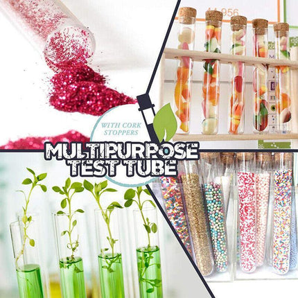 50/100X Clear Plastic Test Tube With Wooden Cork Stopper Wedding Favors Bottles - Aimall