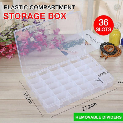 Plastic Compartment Storage Box Container Jewellery Bead Craft Organiser Case AU - Aimall