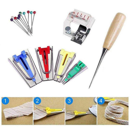 61pcs Fabric Bias Tape Maker Sewing Binding Quilting Tool Presser Foot Kit Craft - Aimall