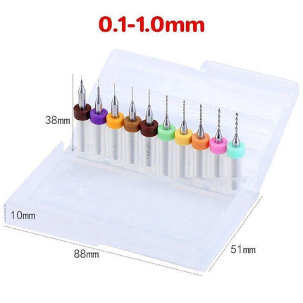 10X 0.1-1.0MM/0.3-1.2MM Carbide Micro Mini Drill Bit Tungsten Steel Rotary Tool - Aimall