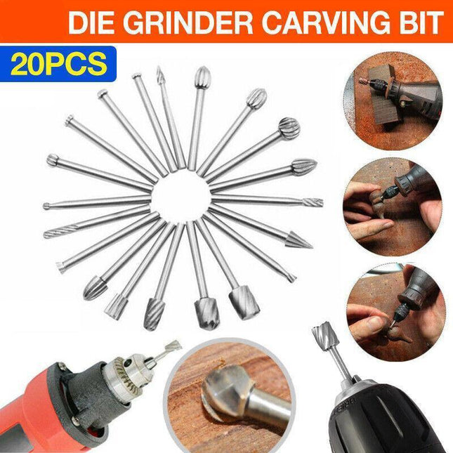 20PCS Tungsten Steel Solid Carbide Burrs For Dremel Rotary Tool Bit Accessories - Aimall