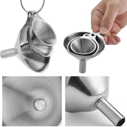 3X Stainless Steel Funnel Oil Liquid Funnel Metal Funnel With Detachable Filter - Aimall
