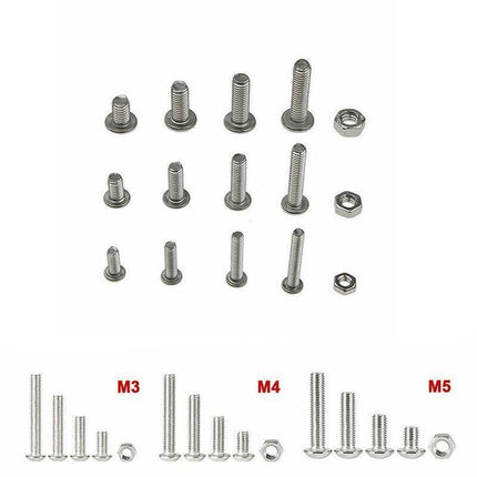 M3 M4 M5 304 500PCS Stainless Steel Hex Socket Button Head Bolts Screws Nuts Kit - Aimall