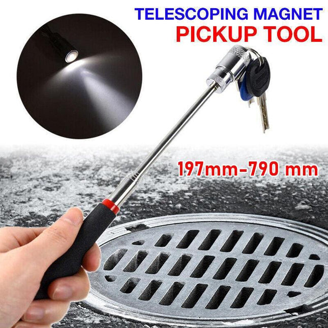 Magnetic Pick Up Tool 81CM Extendable Telescopic LED Torch Magnet Rod AU Stock - Aimall
