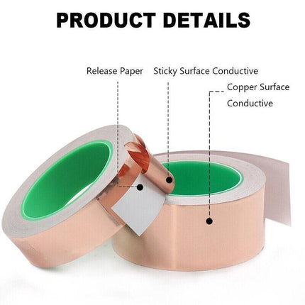 Double Sided Copper Foil Tape 10M x 50MM EMI Shielding Conductive Adhesive Tapes - Aimall