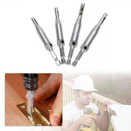4x Self-Centering Drill Bits Hex Shank Pilot Door Drawer Hinge Hole Screw Guide - Aimall