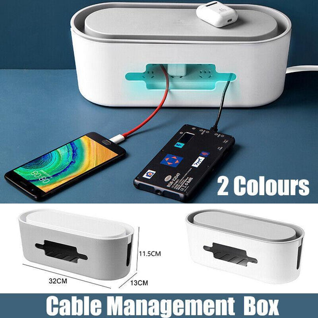 Cable Power Management Storage Box Socket Wire Tidy Organiser Safety Hide Case - Aimall