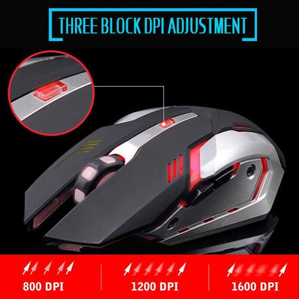 LED Wired Wireless Gaming Mouse USB Ergonomic Optical For PC Laptop Rechargeable - Aimall