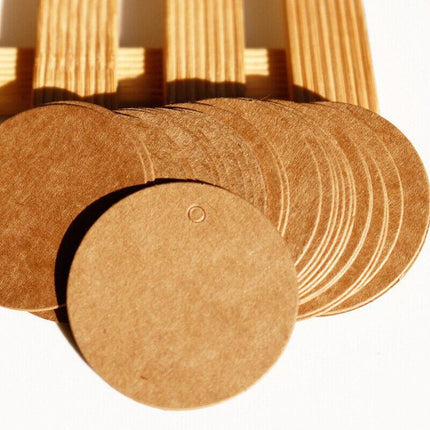 200PCS Kraft Paper Tags Round 5X5 cm Brown Card Cardboard Wedding Party Gift DIY - Aimall