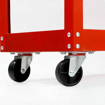 Tool Trolley 3 Tiers Workshop Cart Rolling Steel Part Storage Handyman 150KG Red - Aimall