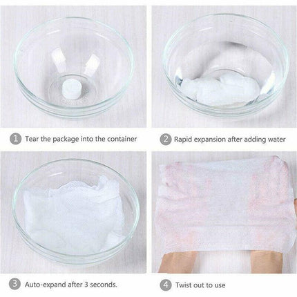 UP 100PCS Disposable Cotton Compressed Washcloth Face Towel Wet Wipe travel AU - Aimall