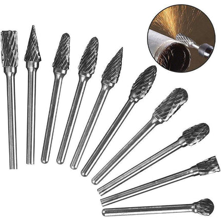 10x Tungsten Steel Solid Carbide Rotary Burrs Bit For Dremel Accessories Tool HG - Aimall