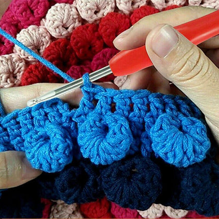 12Pcs/Set Crochet Hook Soft Grip Handles Multi-Colour Aluminum Knitting Needles - Aimall