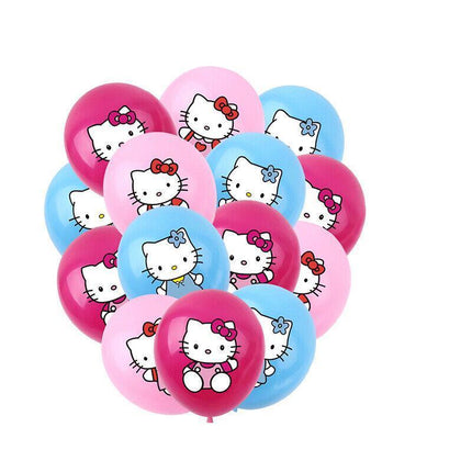 Happy Birthday Cute Hello Kitty Balloon Banner Flag Light Tinsel Curtain Party - Aimall