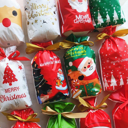 10PCS Plastic Candy Bags Christmas Elk Candy Sweet Treat Bags Biscuit 15*23.5CM - Aimall