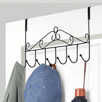 7-Hooks for Bedroom Over The Door Hanger Clothes Storage Towel Iron Hanging Rack - Aimall