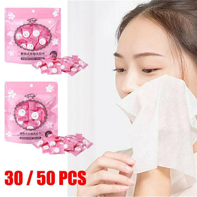UP 100PCS Disposable Cotton Compressed Washcloth Face Towel Wet Wipe travel AU - Aimall