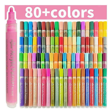 Flysea 12-80 Colours Acrylic Paint Pens Painting Stone Ceramic Glass Marker2-3mm - Aimall