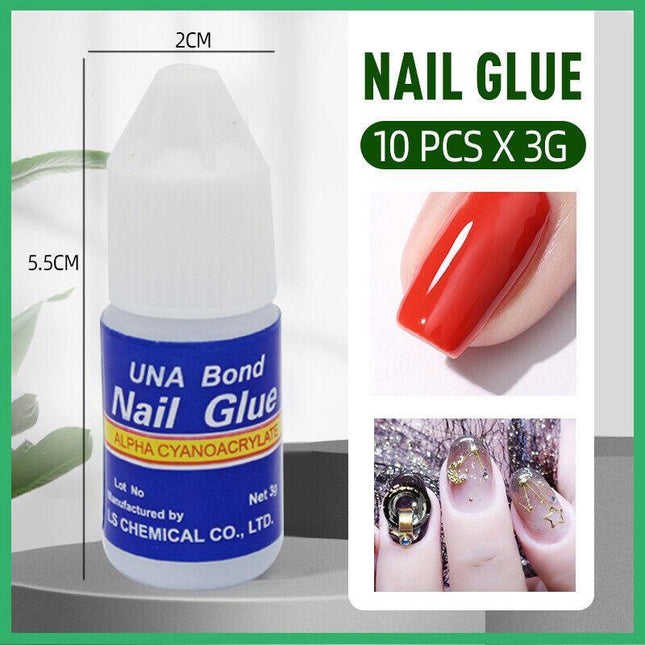 10PCS 3G Nail Art Glue Acrylic UV Gel Fake Nails Sticker Tip Polish Ma AU Stock - Aimall