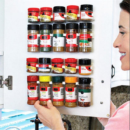 2PCS Kitchen Spice Gripper Strip Jar Rack Organiser Storage Holder Wall - Aimall