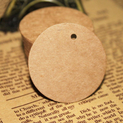 200PCS Kraft Paper Tags Round 5X5 cm Brown Card Cardboard Wedding Party Gift DIY - Aimall