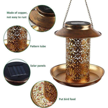 Solar Powered Bird Feeder Light Hanging Outdoor Solar Lamp Solar Garden Light - Aimall