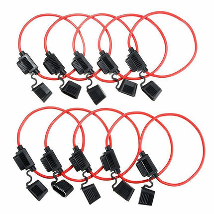 10Pcs 12V 40A Standard Blade Inline Fuse Holder with Water Proof Dustproof Cover - Aimall