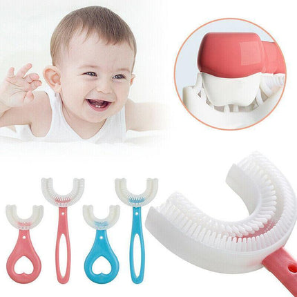 Children U Shaped Toothbrush Soft Silicone Head Brush 360° Oral Teeth Cleaning - Aimall