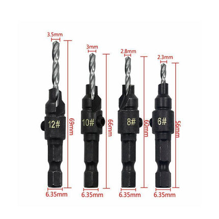 4PCS Screw Countersink Bit Set Pilot Holre Drill Plastic Metal Wood Hex Shank AU - Aimall