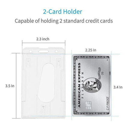 5Pcs Clear ID Card Holder Hard Plastic Vertical Double Sides Badge Business Work - Aimall