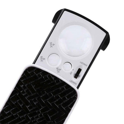 30x 60x 90x Jewellers Loupe LED Magnifier Loop Side Light Magnifying Glass Lens - Aimall