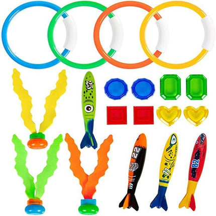 Underwater Swim Pool Diving Toys Summer Swimming Dive Toy Sets Water RIng Sticks - Aimall