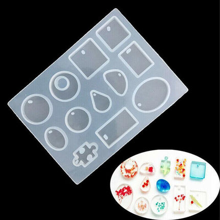 12 Silicone Mould Pendant Jewelry Making Necklace Mold Craft DIY Resin Supplies - Aimall