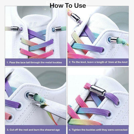 No Tie Locked Elastic Shoelace Shoe Lace Lazy Laces Sneakers Sports Adults Kids - Aimall