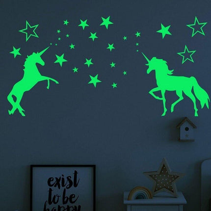 Unicorn Glow In The Dark Stars Wall Stickers Kids Bedroom Decals DIY Decor - Aimall