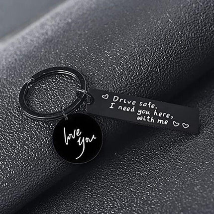 New Drive Safe I Need You Here With Me Couple Alloy Keyring Keychain Car Gift - Aimall